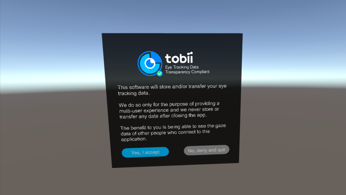 A VR world-space user acceptance UI